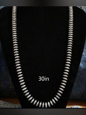 Sterling Tone Beaded Necklace in Silver